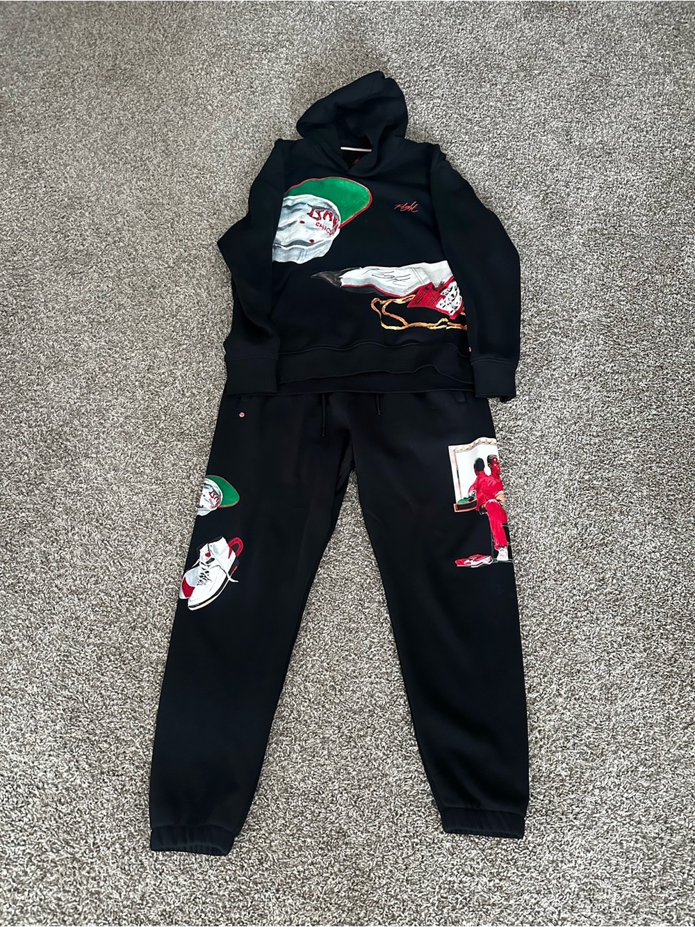 Men’s Air Jordan Black Graphic Hoodie & Jogger Set